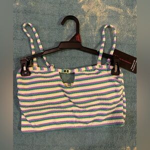 No Boundaries Multicolor Striped Swim Top